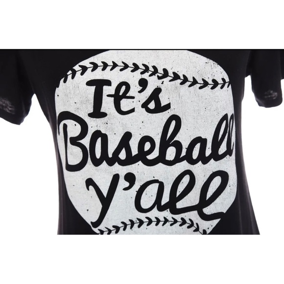 Zutter USA "It's Baseball Ya'll" Black White Graphic T-Shirt Tee Womens Sz M - Picture 5 of 8